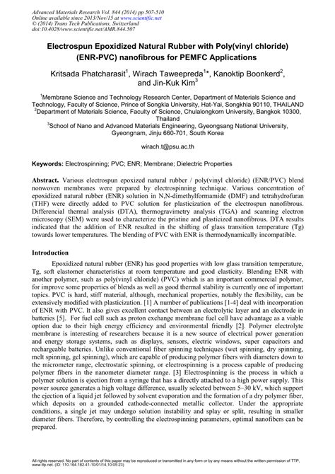 (PDF) Electrospun Epoxidized Natural Rubber with Poly(vinyl chloride ...