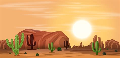 A hot desert landscape 293933 Vector Art at Vecteezy