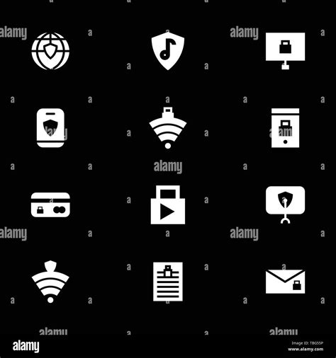 Security Sign Icons set - Business data protection technology and network security icons set ...