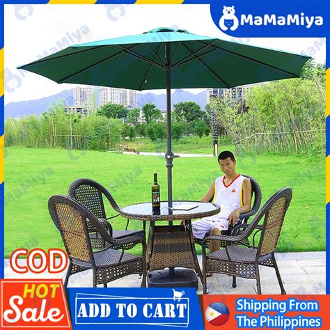 ☬⊕2.7M Outdoor Patio Umbrella Heavy Duty Garden Beach Parasol ...