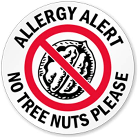 Allergy Alert No Tree Nuts Please Decal Signs