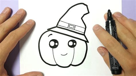 how to draw diy cute halloween pumpkin on paper | Easy halloween drawings, Cute drawings ...