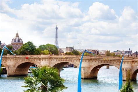 Pont Des Invalides Bridge in Paris and Eifel Tower France Stock Photo ...