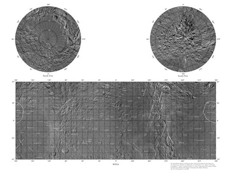 Map of Rhea with place names | The Planetary Society