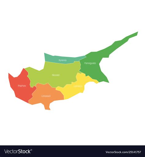 Districts cyprus map regional country Royalty Free Vector