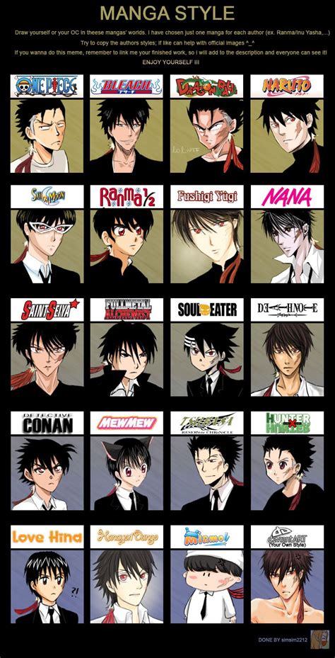 many different anime characters are shown together