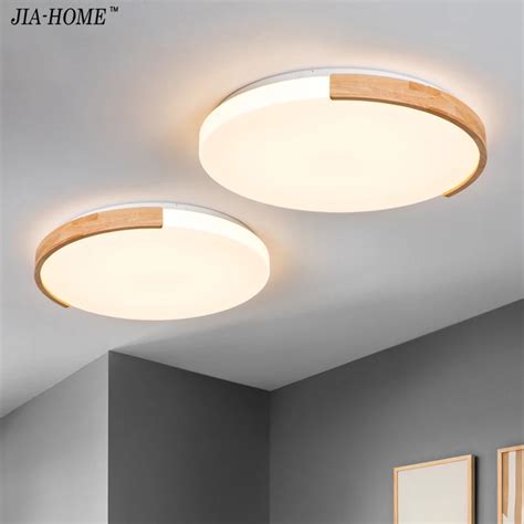 Nordic Ceiling Lights Round Ceiling Mounted Wood Lamps For Bedroom living room Kitchen Luminaire ...