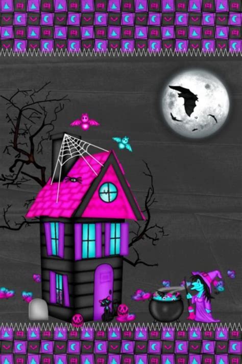 Cute pink purple witch Halloween wallpaper #halloween #halloween #wallpaper | Halloween ...