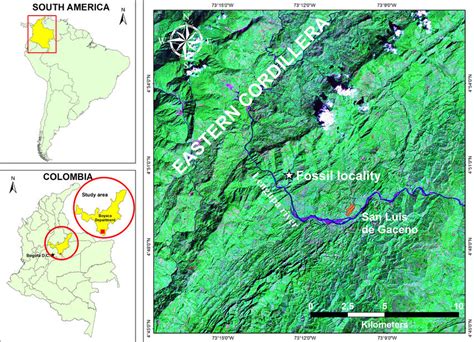 Location map of the Llanos foothills, central region of Colombia, with ...