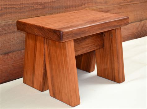 Redwood Foot Stool, Stable Stool with Flared-Leg Design