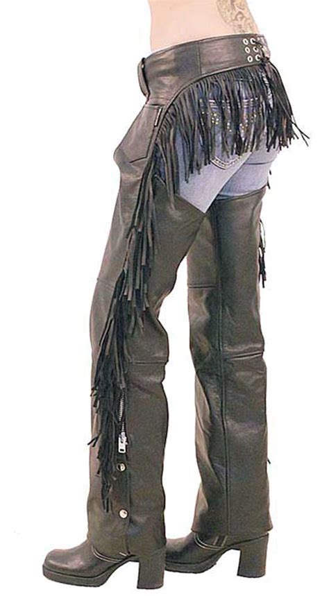 Women's Leather Chaps w/Rear Fringe #C766F in 2020 | Leather women, Biker wear, Riding chaps