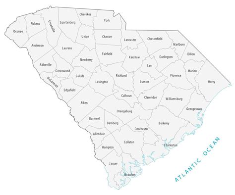 South Carolina Counties Map With Cities - Hazel Korella