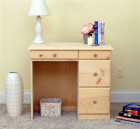 Unfinished Pine Computer Desk with Four Drawers | Pine computer desk ...