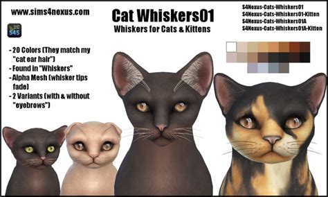 Cat Whiskers01 -Original Content- Sims 4 Nexus | Sims 4 pets, Sims pets ...