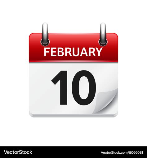 February 10 flat daily calendar icon date Vector Image