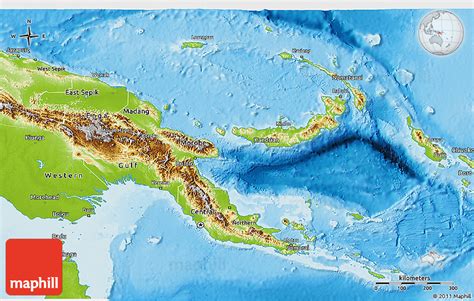 Physical 3D Map of Papua New Guinea