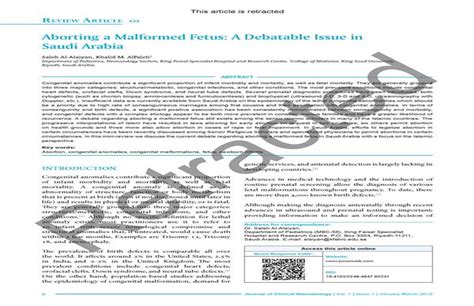 Aborting a Malformed Fetus: A Debatable Issue in Saudi Arabi ...