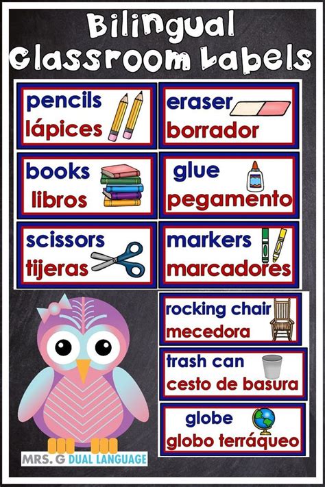 Spanish English Classroom Labels Printable