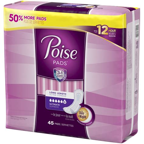 Poise Overnight Pads Ultimate Absorbency Long 45 ct | Shipt