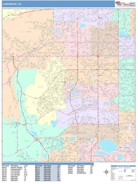 Lakewood Colorado Wall Map (Color Cast Style) by MarketMAPS - MapSales.com