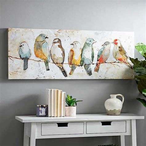 Colorful Birds on Wire Canvas Art Print from Kirkland's | Bird paintings on canvas, Canvas art ...