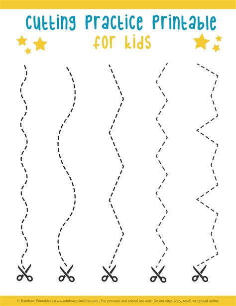 Cutting Practice Kids Worksheet Practice Activity - Rainbow Printables