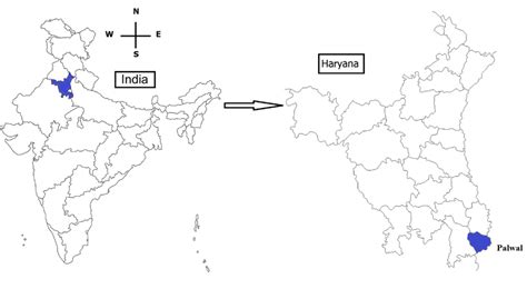 Map indicating the location of study area (Palwal district) in Haryana ...