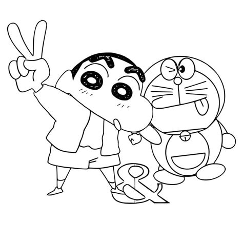 Shin chan and Doraemon coloring page - Download, Print or Color Online ...