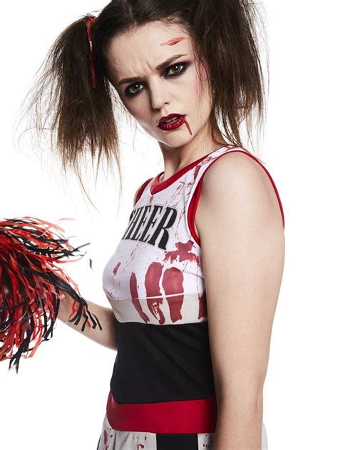 Zombie Cheerleader Outfit & Makeup Tutorial | Party Delights | Zombie cheerleader makeup, Zombie ...