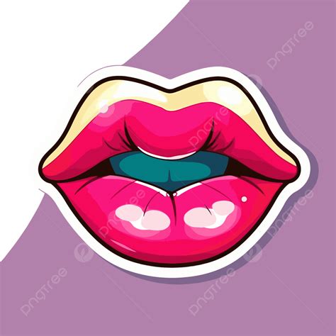 Pink Lips Sticker On A Pink Background Vector Clipart, Pucker Lips, Pucker Lips Clipart, Cartoon ...
