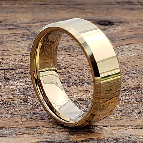 Orion Beveled Gold Mens Tungsten Rings - Forever Metals