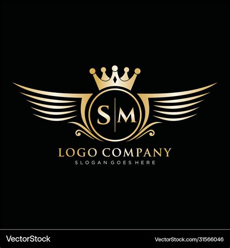 Sm letter initial with royal wing logo template Vector Image