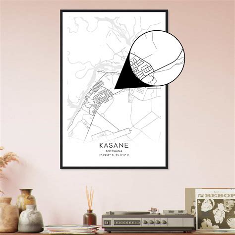 Kasane Botswana Map Poster, Kasane City Road Wall Art Print - Custom Maps & Posters