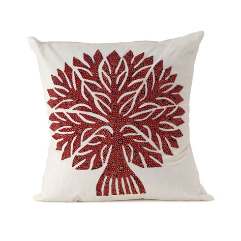 Tree of Life Applique Pillow | Red Trees of Lifes, Trees of Lives, Tree of Knowledge, Lush ...