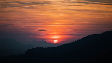 sunset, nature, hill, sky HD Wallpaper