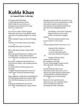 Kubla Khan - Coleridge - Study guide questions and text | Study guide ...