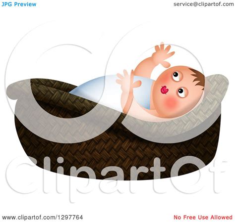 Clipart of Baby Moses in a Basket, over White - Royalty Free ...