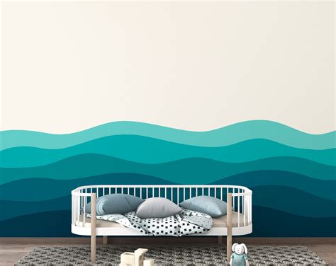 Ocean Wave Blue Wallpaper, Abstract Wave Wallpaper, Peel and Stick ...