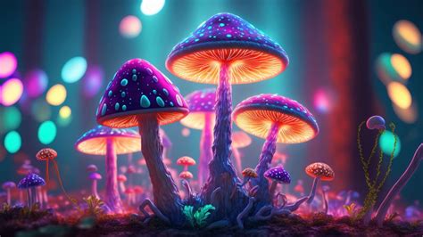 Mushrooms Wallpaper 4K, Colorful, AI art