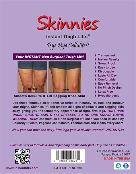 Buy Skinnies Instant Lifts - 5 Pair Thigh Lifts- PATENTED MADE IN THE USA LIFTS THIGH SKIN ...