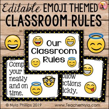 Emoji Classroom Rules - Editable Posters by Nyla's Crafty Teaching