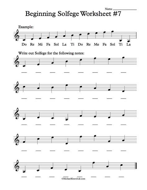 Free Solfege Worksheets for Classroom Instruction – Michael Kravchuk