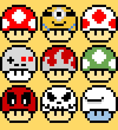 Mushroom grid pixel art