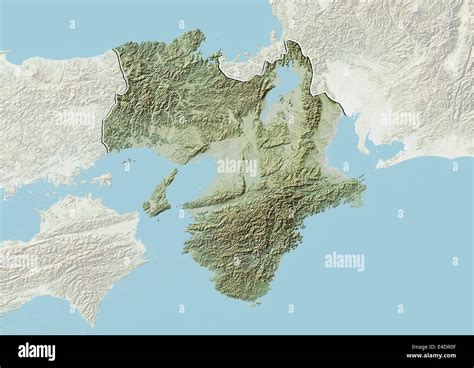 Region of Kansai, Japan, Relief Map Stock Photo - Alamy