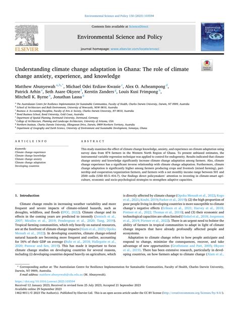 (PDF) Understanding climate change adaptation in Ghana: The role of ...