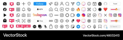 Instagram social network app interface icons Vector Image