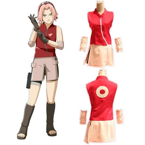 Anime Naruto Shippuuden Haruno Sakura Cosplay Costume Sakura 2nd Generation Costumes Full Set ...