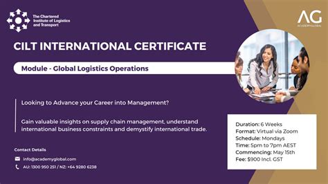 CILT International Certificate (Global Logistics Operations) by AcademyGlobal Pty Ltd