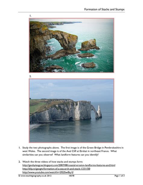 Formation of stacks and stumps | KS3 geogrpahy | Teachit