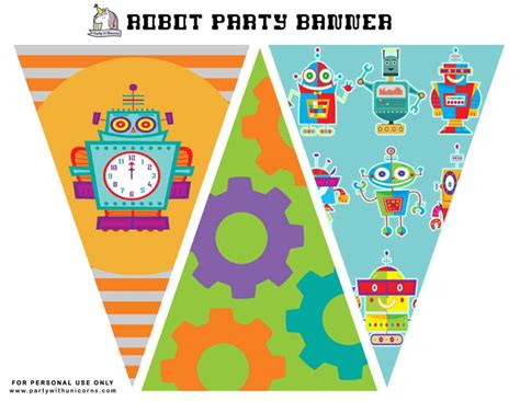 Robot Party Decorations - Free Printables - Party with Unicorns